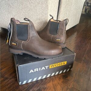 Ariat Groundbreaker Chelsea wide square toe waterproof steel toe work boot.
